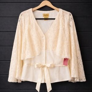 Midnight Velvet Cream Lace Blouse